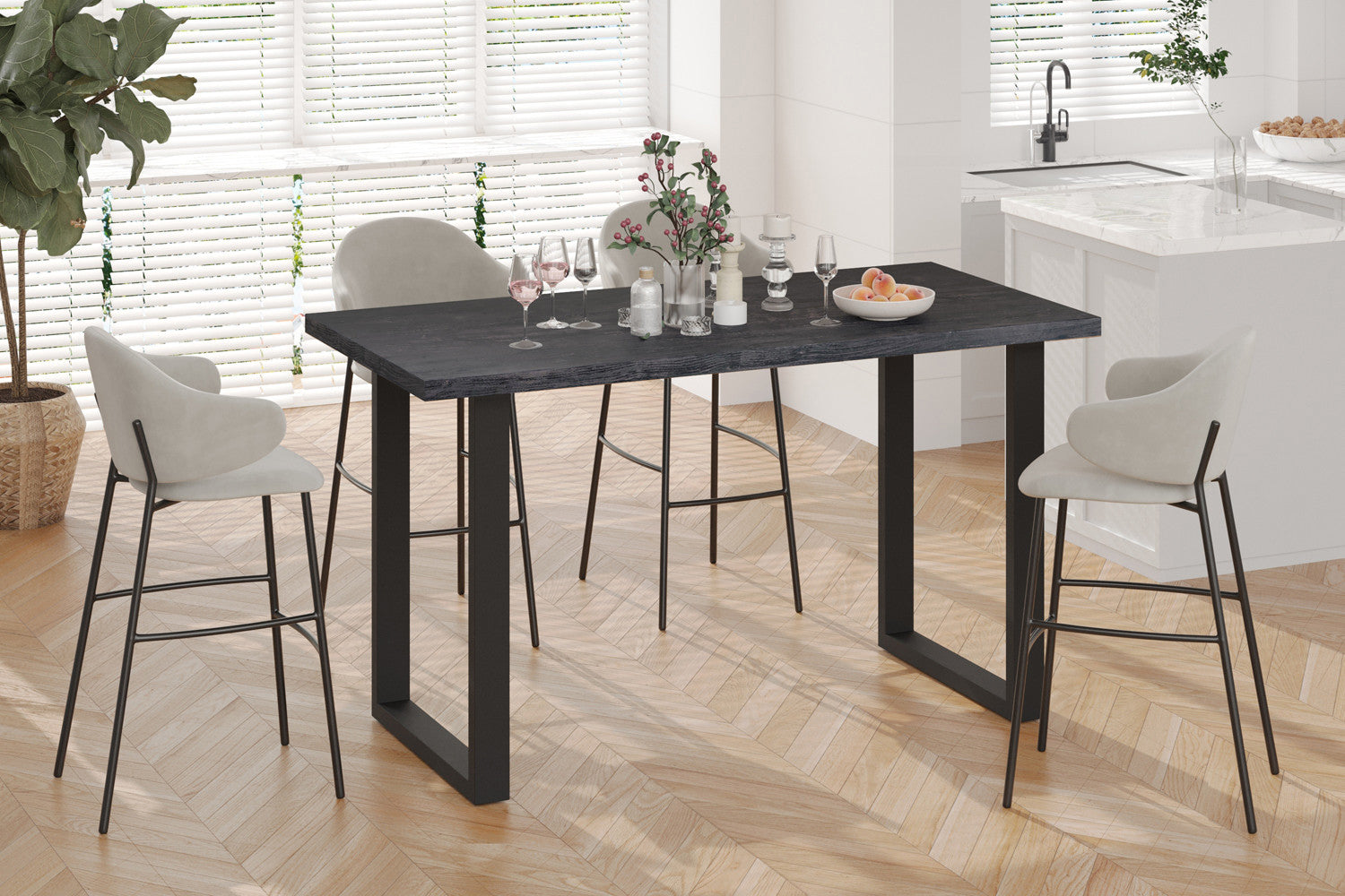 Rousseau - PROMO - Countertafel Alexander 160 cm Decor Donkerbruin - H 93 cm - 93x160x80cm