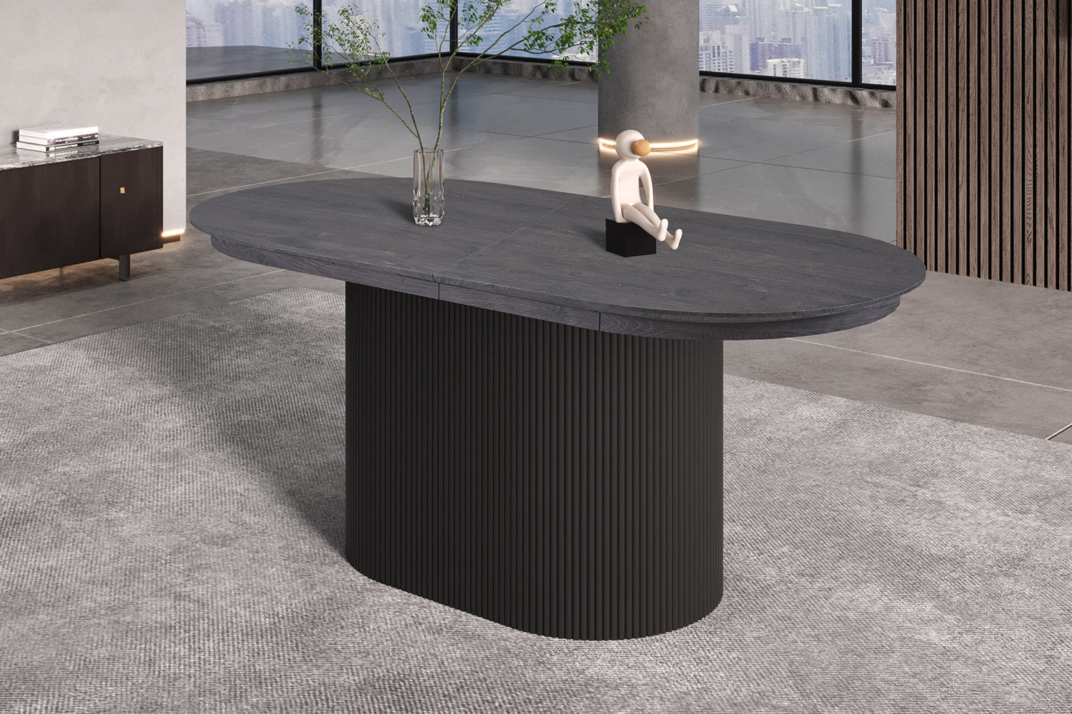 Rousseau - Table extensible Lagos 180-220 cm Décor Ovale Marron Foncé - 75x220x110 cm