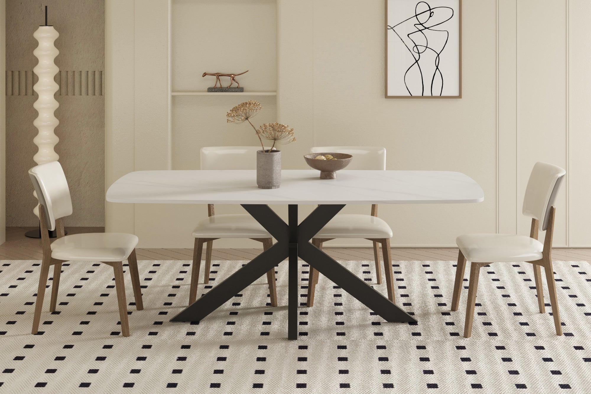 Rousseau - Tafel Apollo 180 cm Deens Ovaal Steen Wit - 76x180x90cm
