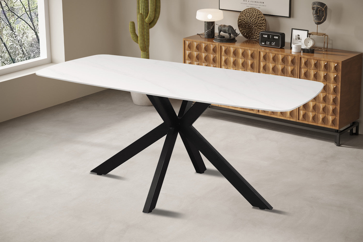 Rousseau - Tafel Apollo 180 cm Deens Ovaal Steen Wit - 76x180x90cm