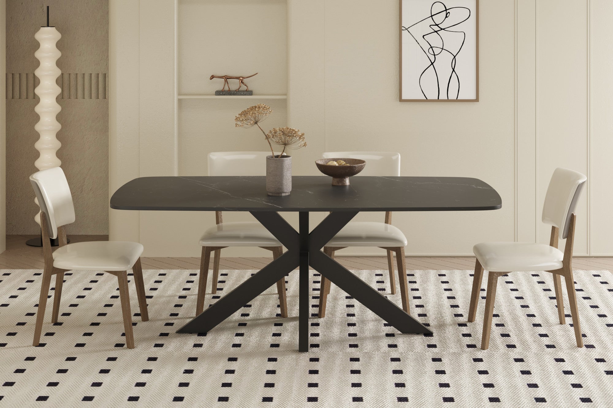 Rousseau - Tafel Apollo 180 cm Deens Ovaal Steen Zwart - 76x180x90cm