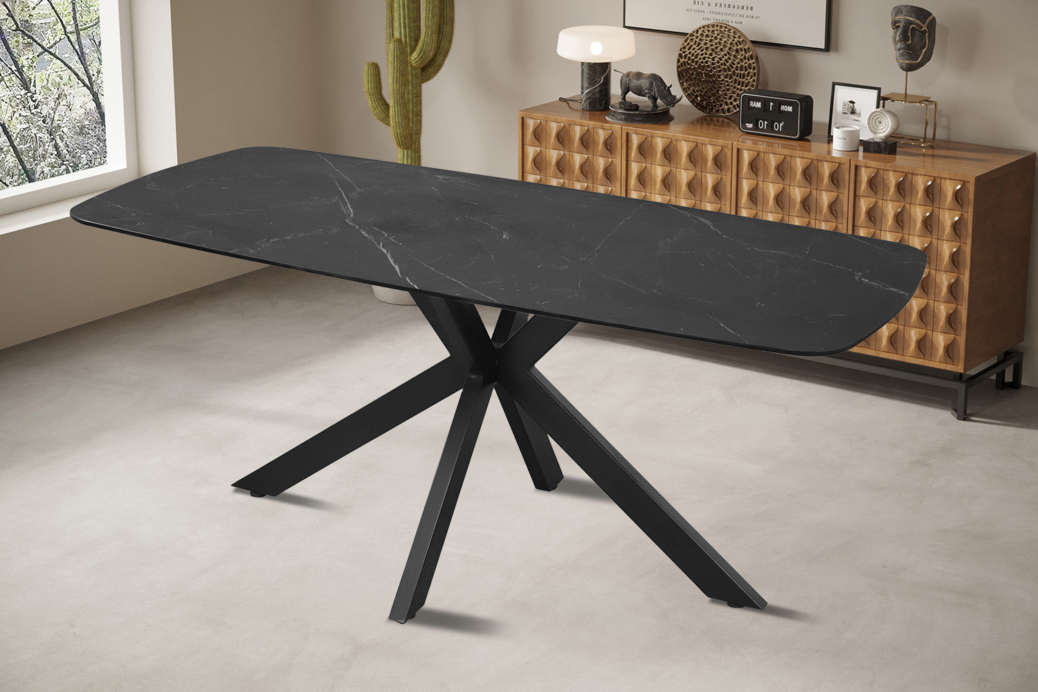 Rousseau - Tafel Apollo 180 cm Deens Ovaal Steen Zwart - 76x180x90cm
