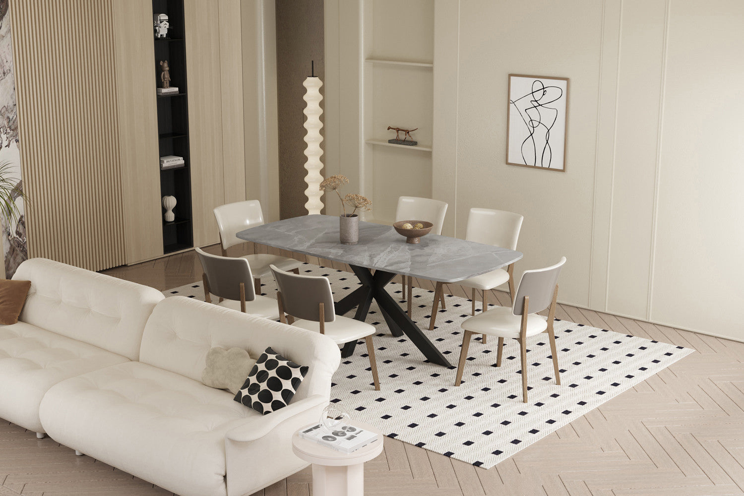 Rousseau - Tafel Apollo 180 cm Deens Ovaal Glanzend Steen Italian Grijs - 76x180x90cm