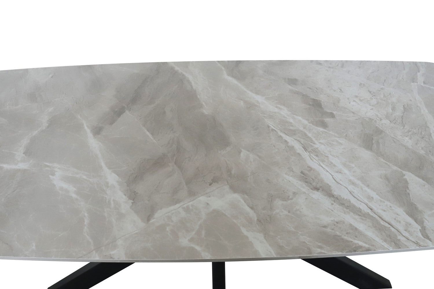 Rousseau - Tafel Apollo 180 cm Deens Ovaal Glanzend Steen Italian Grijs - 76x180x90cm