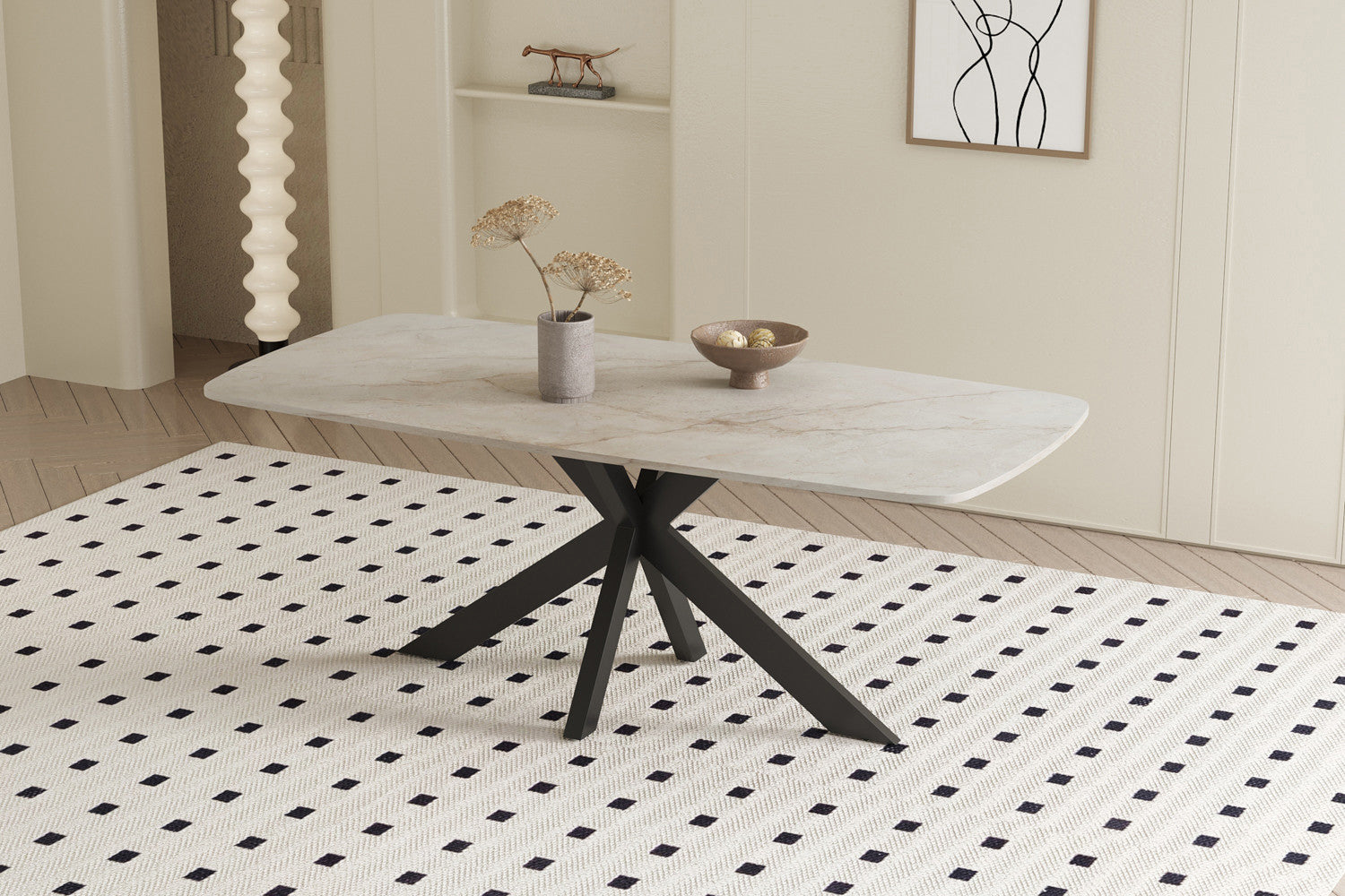 Rousseau - Tafel Apollo 180 cm Deens Ovaal Glanzend Steen Shakespear Beige - 76x180x90cm