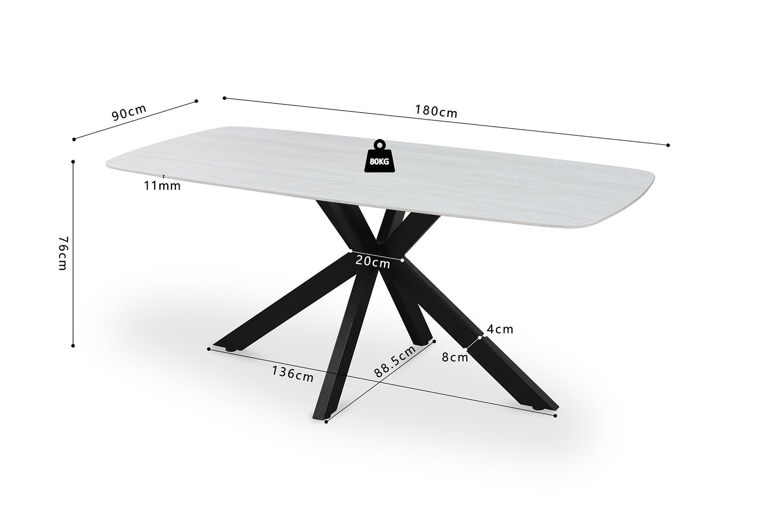 Rousseau - Tafel Apollo 180 cm Deens Ovaal Steen Baroque Grijs - 76x180x90cm