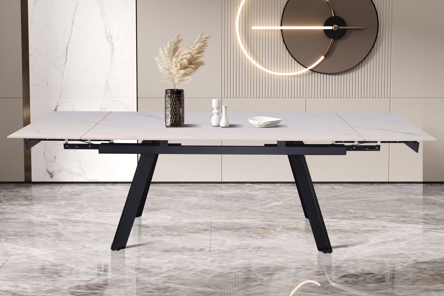 Rousseau - Uitschuifbare tafel Hera 160-240 cm Rechthoekig Steen Wit - 76x240x90cm