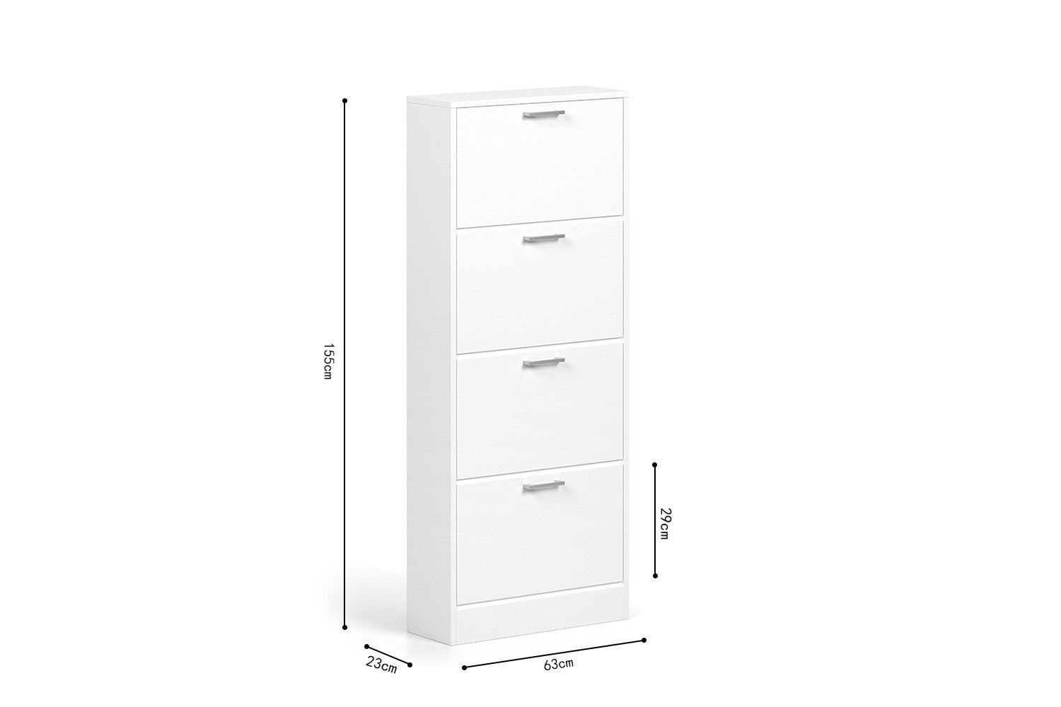 Rousseau - Schoenenkast Carini 4 laden Wit - 155x63x23 cm