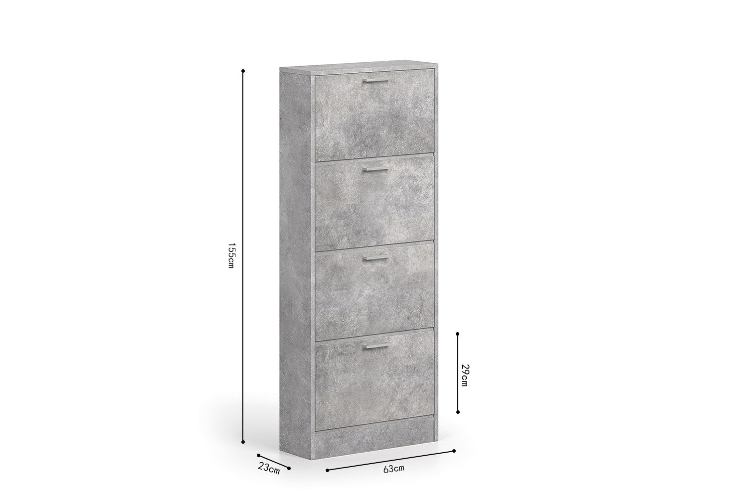 Rousseau - Schoenenkast Carini 4 laden Beton - 155x63x23 cm