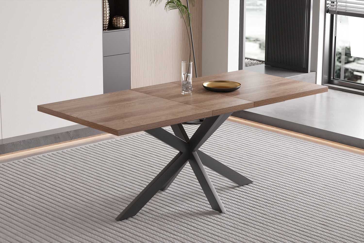 Rousseau - Table extensible Kos 160-200 cm Marron foncé - 76x200x90 cm