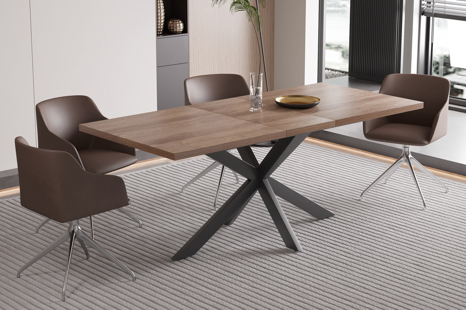 Rousseau - Table extensible Kos 160-200 cm Marron foncé - 76x200x90 cm