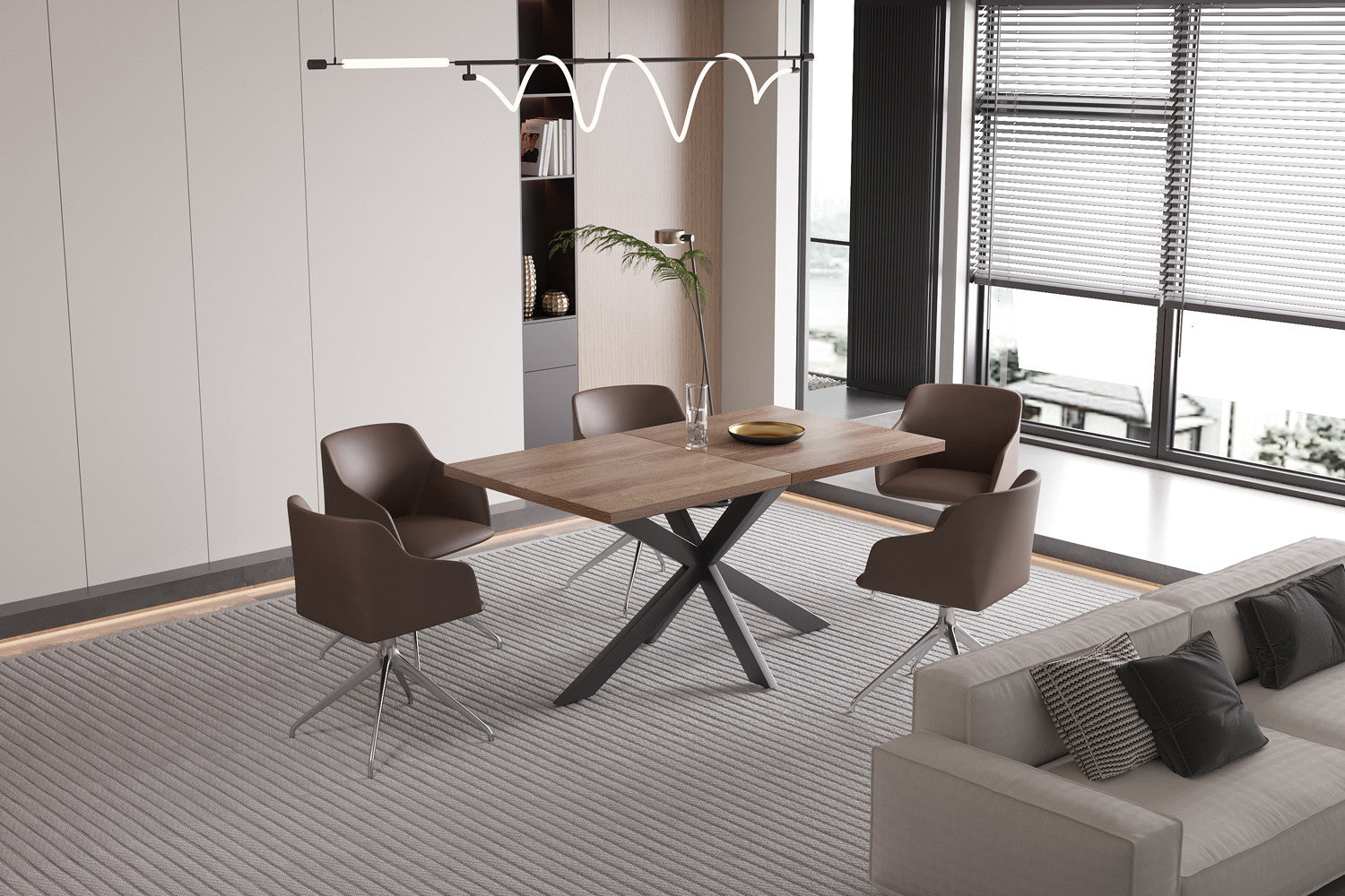 Rousseau - Table extensible Kos 160-200 cm Marron foncé - 76x200x90 cm