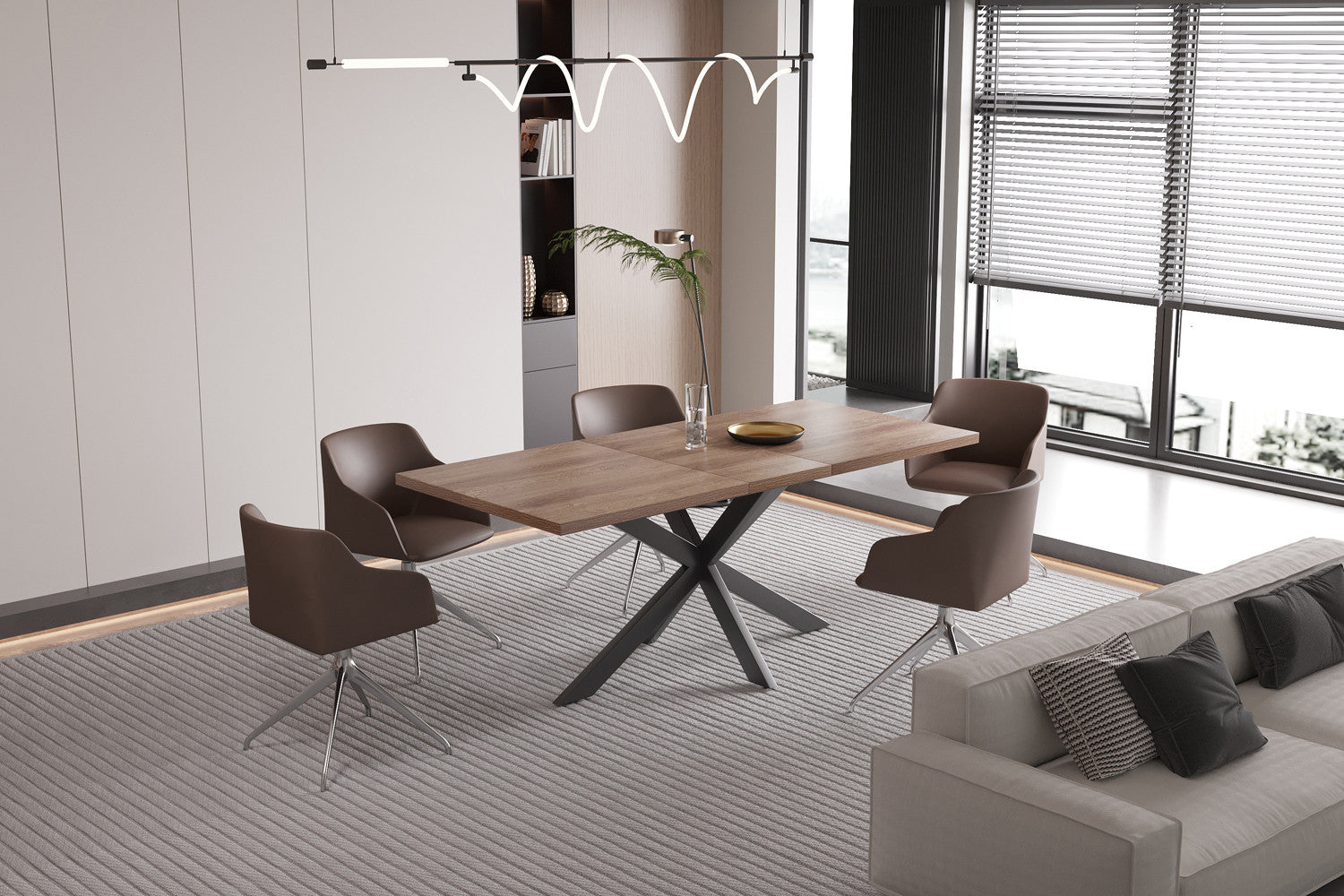Rousseau - Table extensible Kos 160-200 cm Marron foncé - 76x200x90 cm