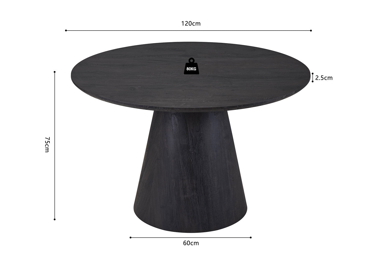Rousseau - Tafel Miklos 120 cm Rond Decor Donkerbruin - 75x120x120 cm