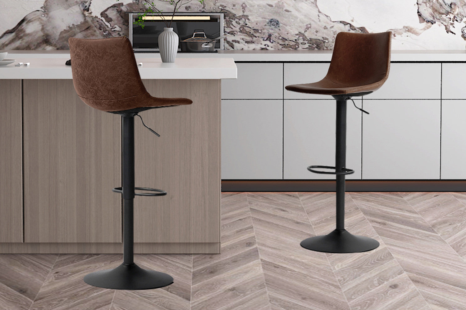 Rousseau - Barstoel Trevi PU Bruin - 88x41x47 cm