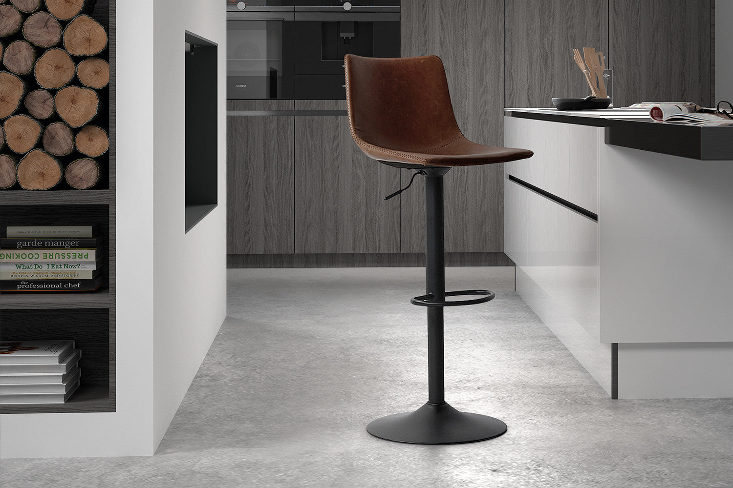Rousseau - Barstoel Trevi PU Bruin - 88x41x47 cm