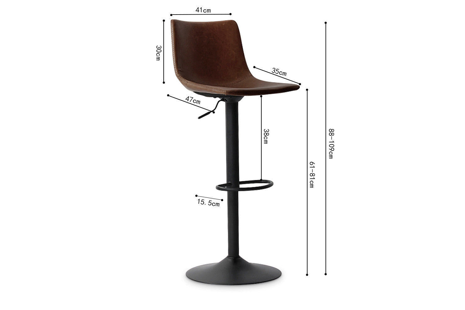 Rousseau - Barstoel Trevi PU Bruin - 88x41x47 cm