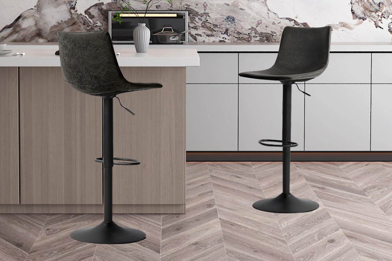 Rousseau - Barstoel Trevi PU Zwart - 88x41x47 cm