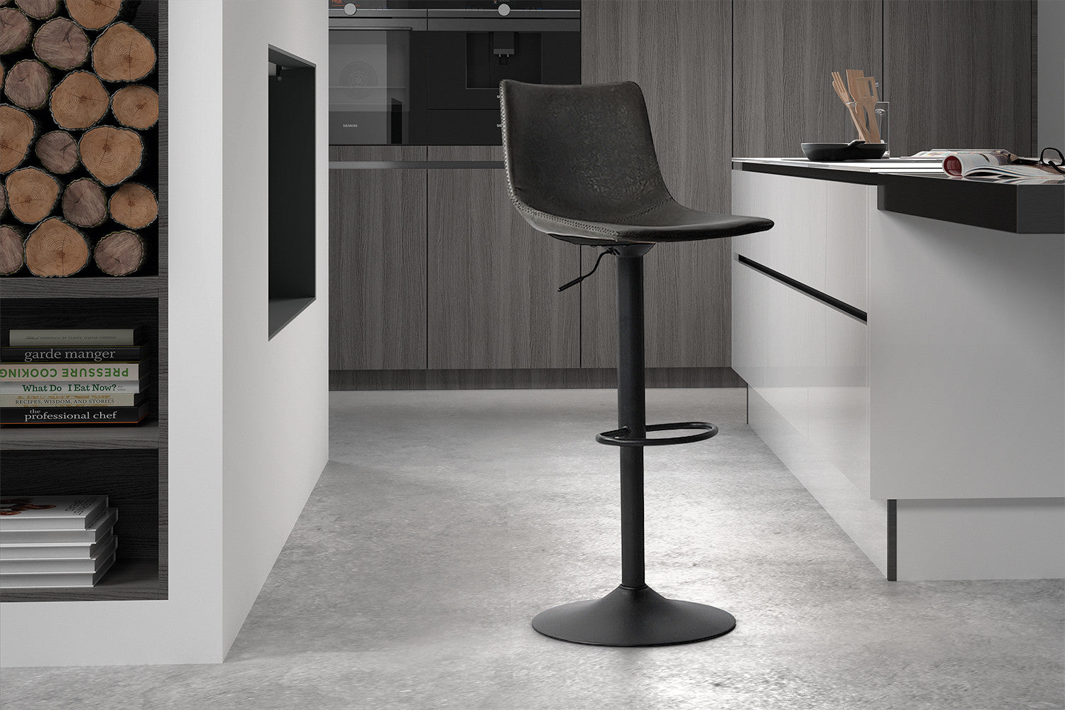 Rousseau - Barstoel Trevi PU Zwart - 88x41x47 cm