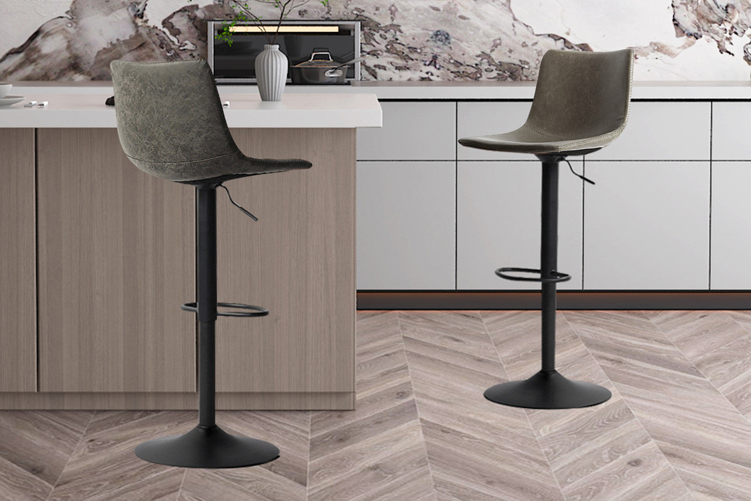 Rousseau - Barstoel Trevi PU Grijs - 88x41x47 cm