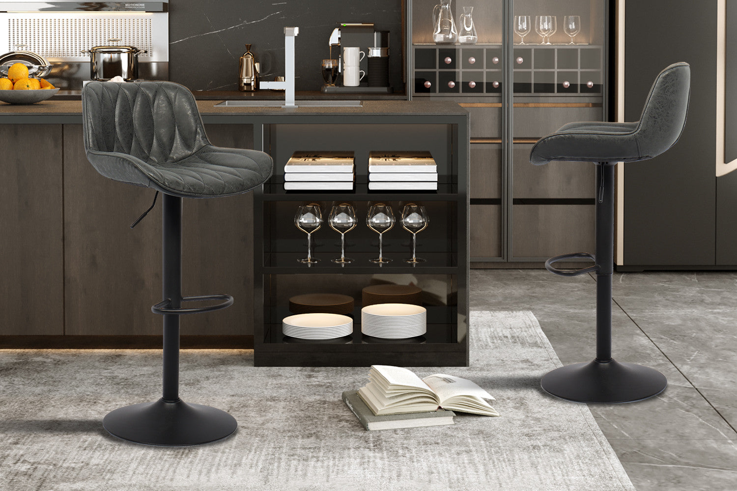 Rousseau - PROMO - Barstoel Lola PU Zwart - 86x49.5x48.5 cm