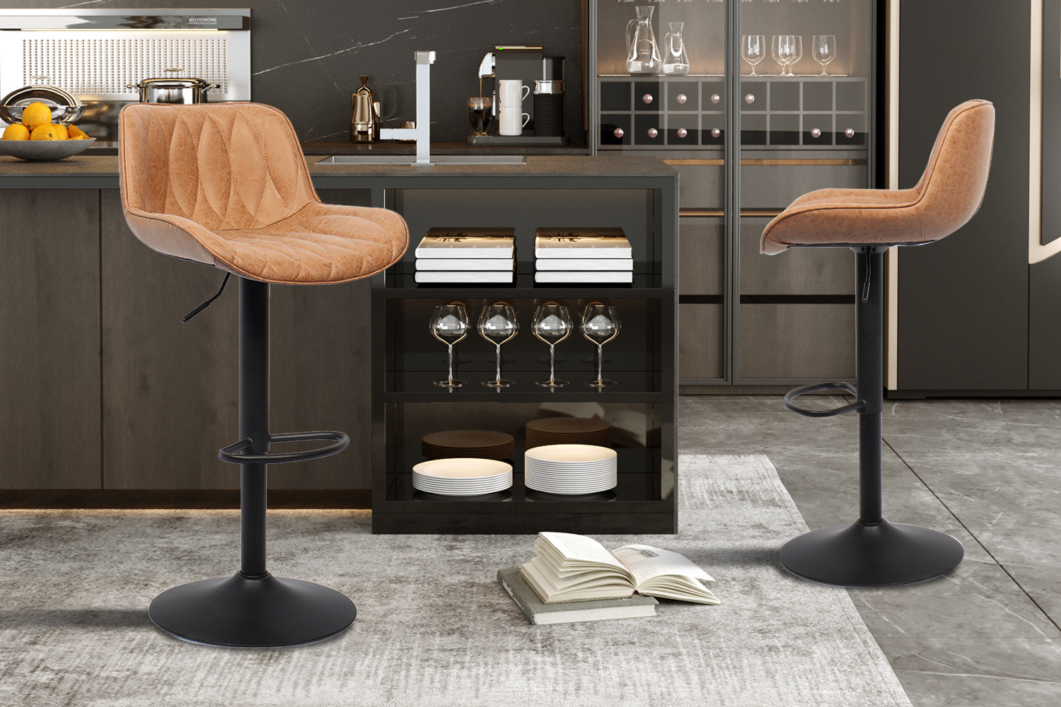 Rousseau - PROMO - Barstoel Lola PU Cognac - 86x49.5x48.5 cm