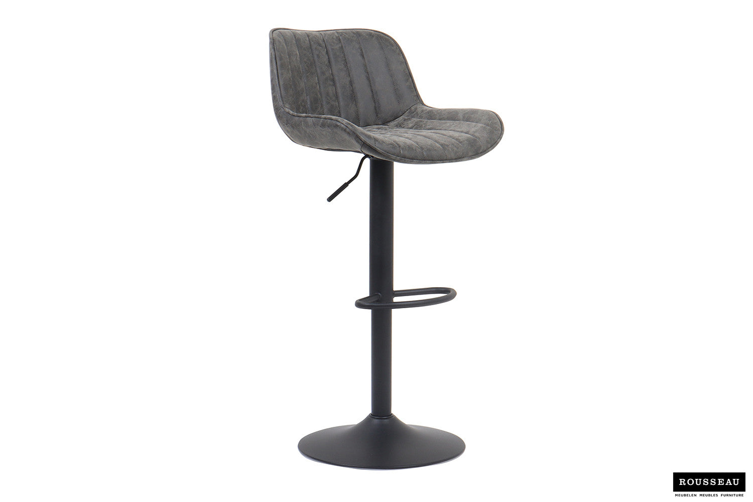 Rousseau - Chaise de bar Fenna PU Gris - 84x48x49,5 cm