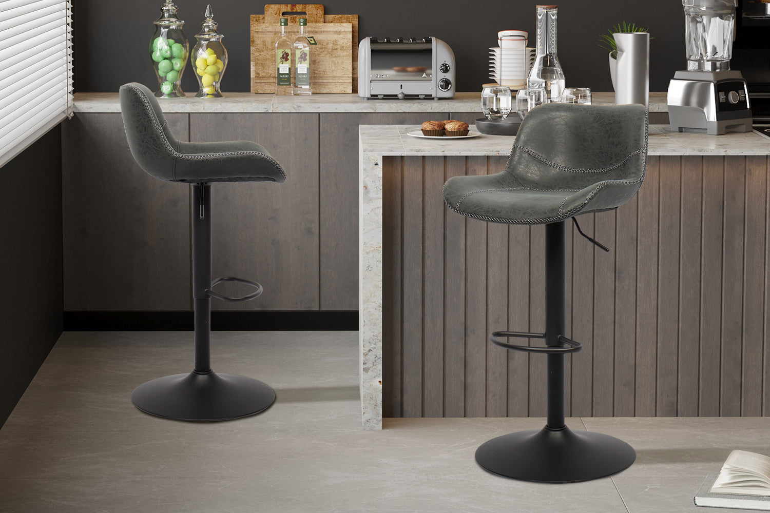 Rousseau - PROMO - Barstoel Tilda PU Zwart - 85x45x52 cm