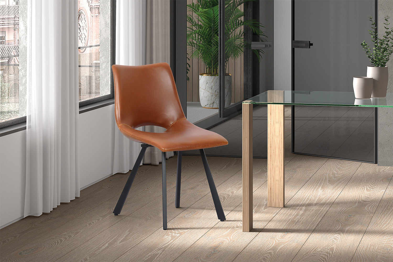 Rousseau - Stoel Assisi PU Cognac - 83x47x58 cm