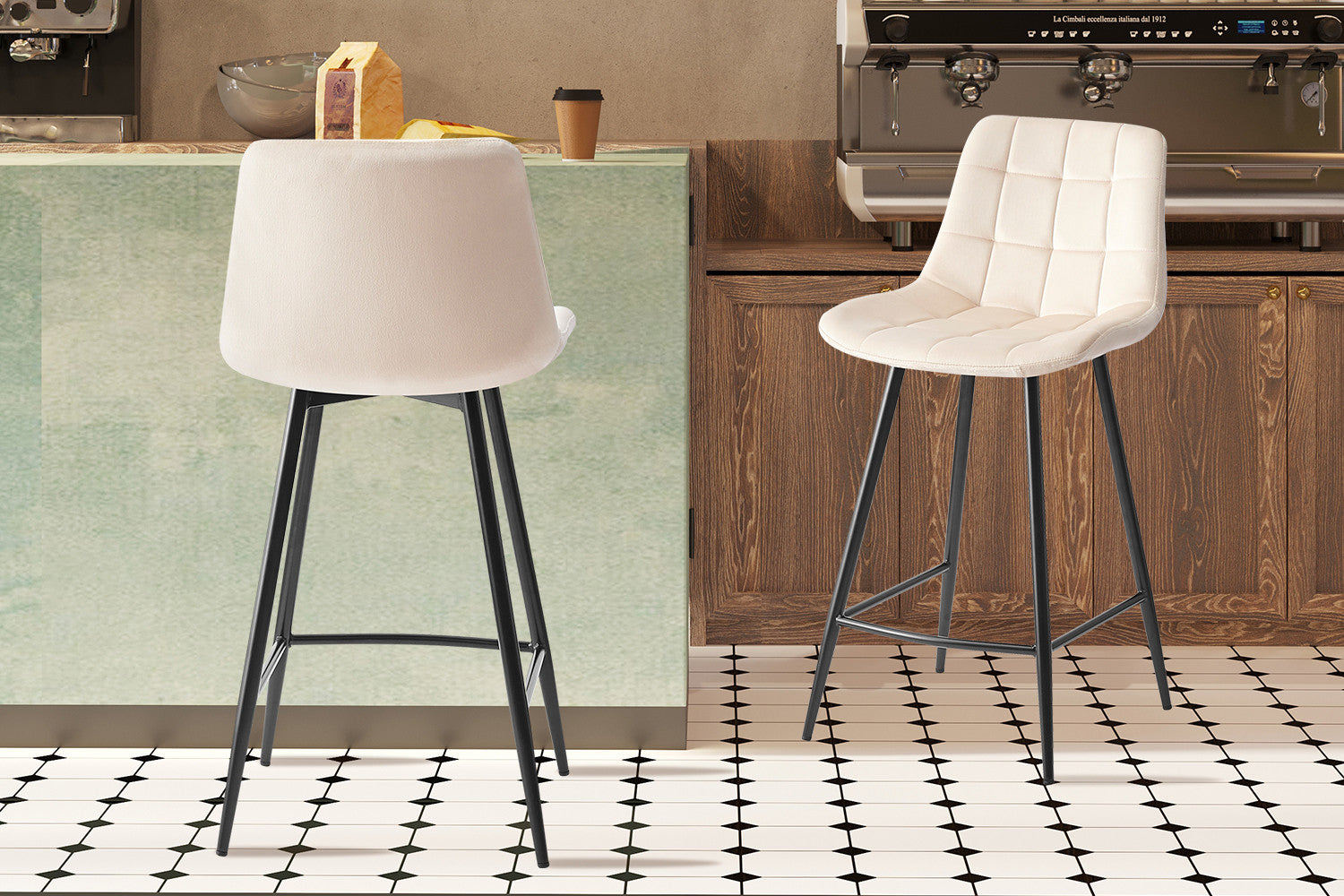 Rousseau - Counterstoel Juta Fluweel Beige - 95x46x36 cm