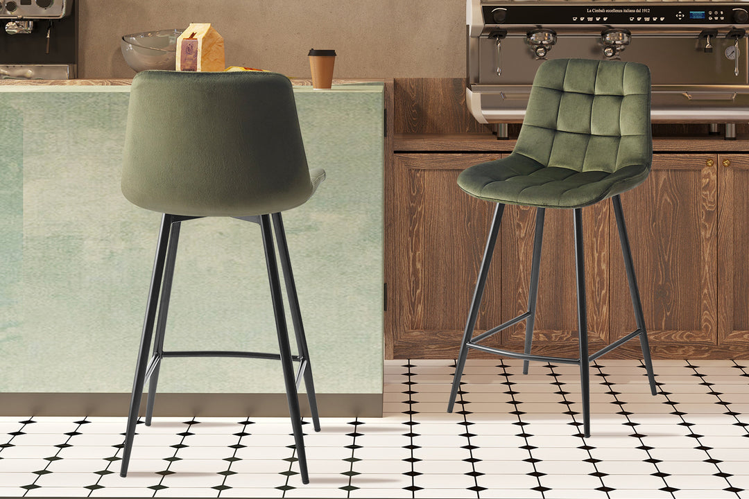 Rousseau - Counterstoel Juta Fluweel Groen - 95x46x36 cm