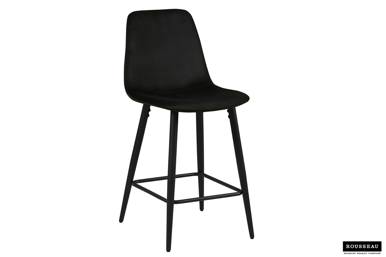 Rousseau - Tabouret de bar Boy Velours Noir - 98x42x51,5 cm