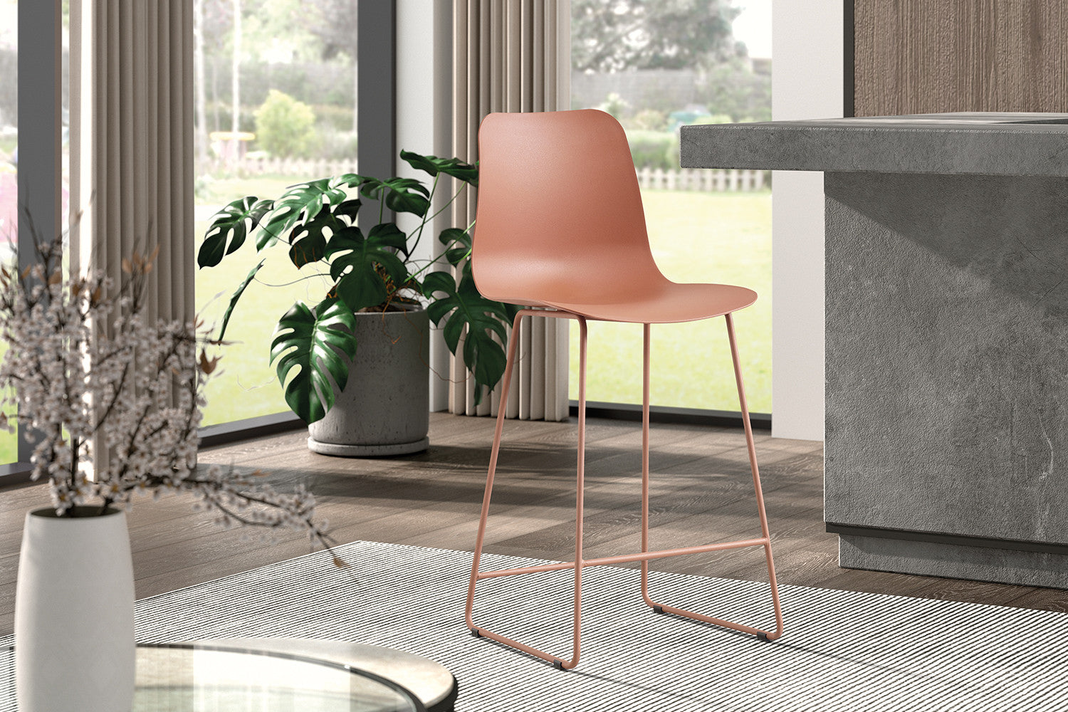 Rousseau - Barstoel Marie PP Terracotta - 100.5x51x44cm