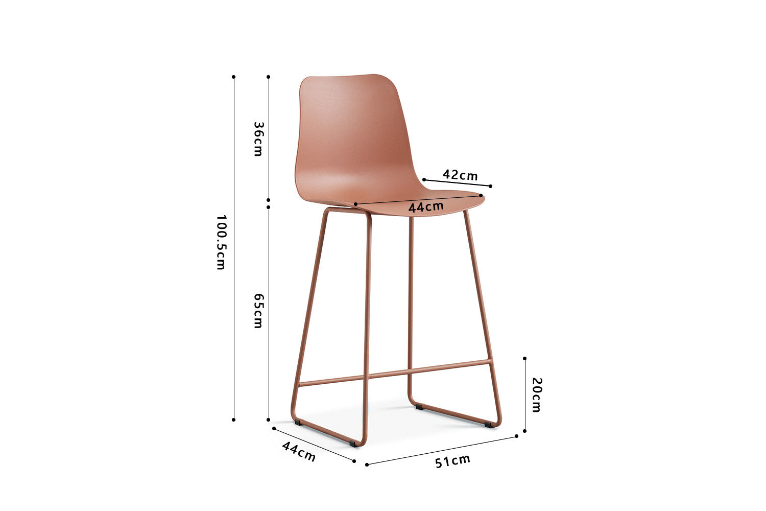 Rousseau - Barstoel Marie PP Terracotta - 100.5x51x44cm