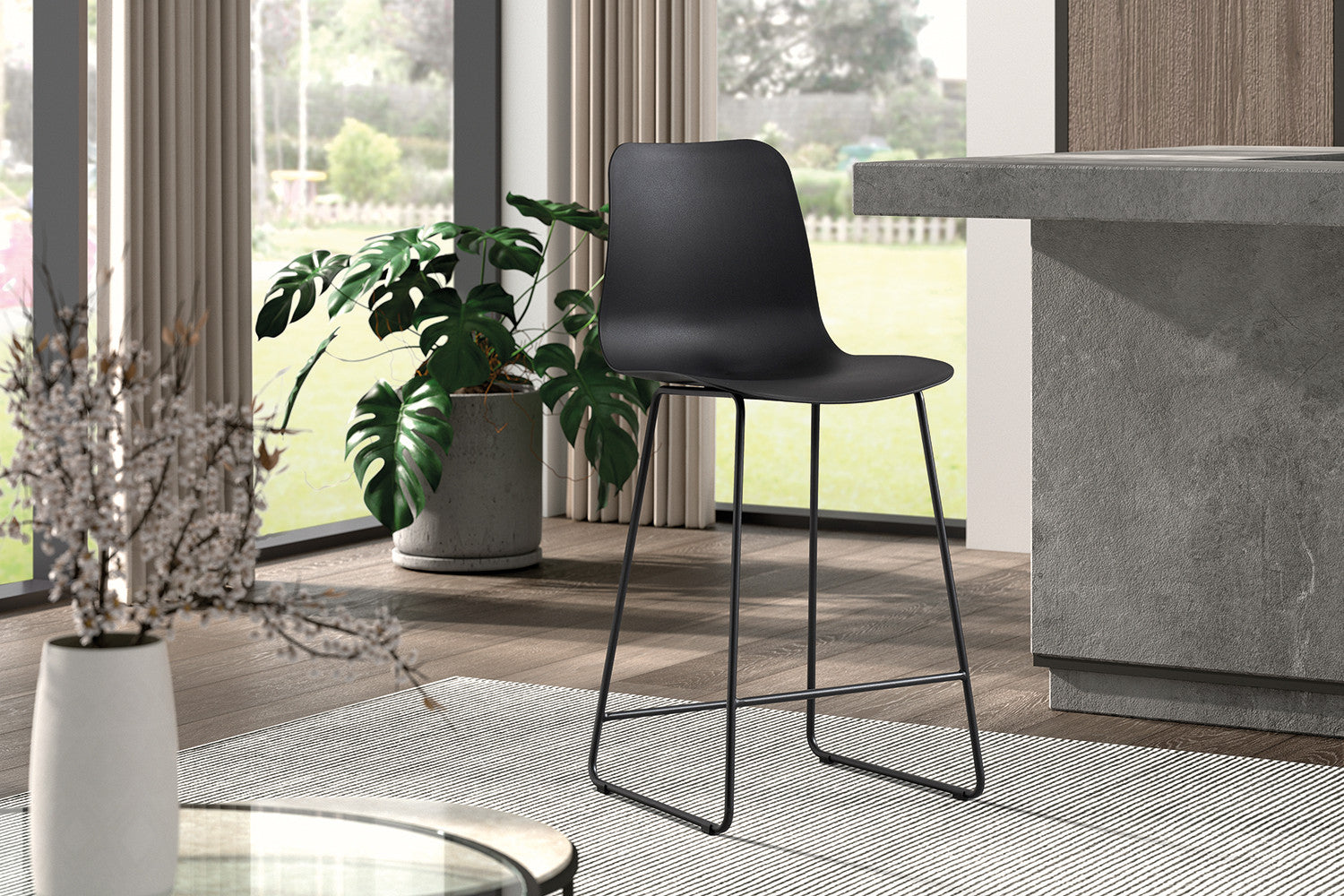 Rousseau - Chaise de bar Marie PP Noir - 100.5x51x44cm