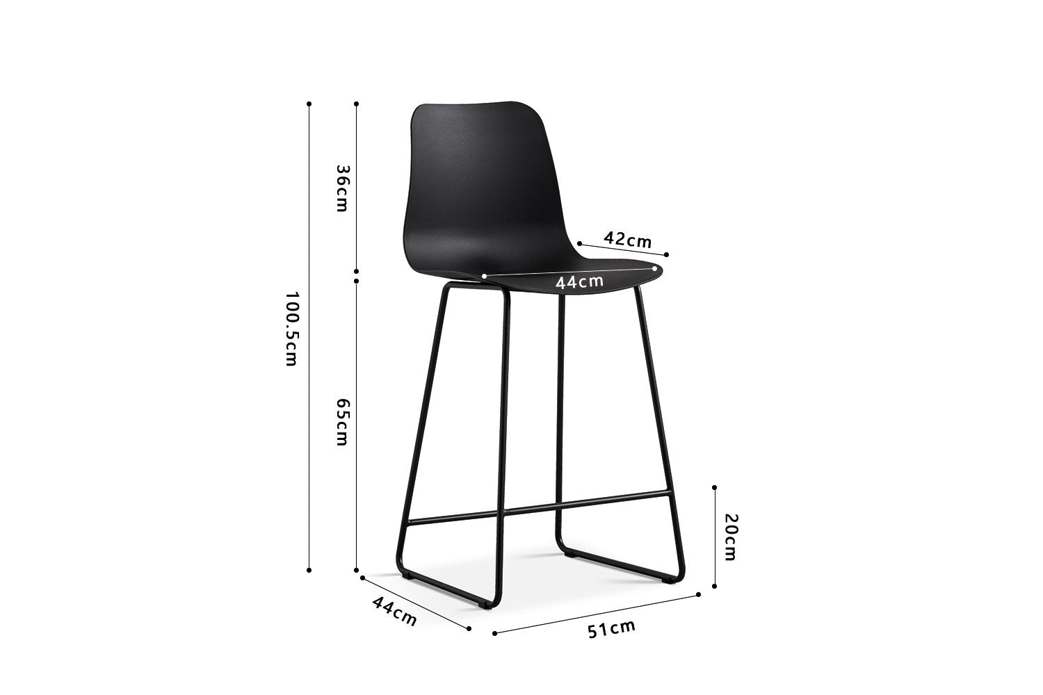 Rousseau - Chaise de bar Marie PP Noir - 100.5x51x44cm