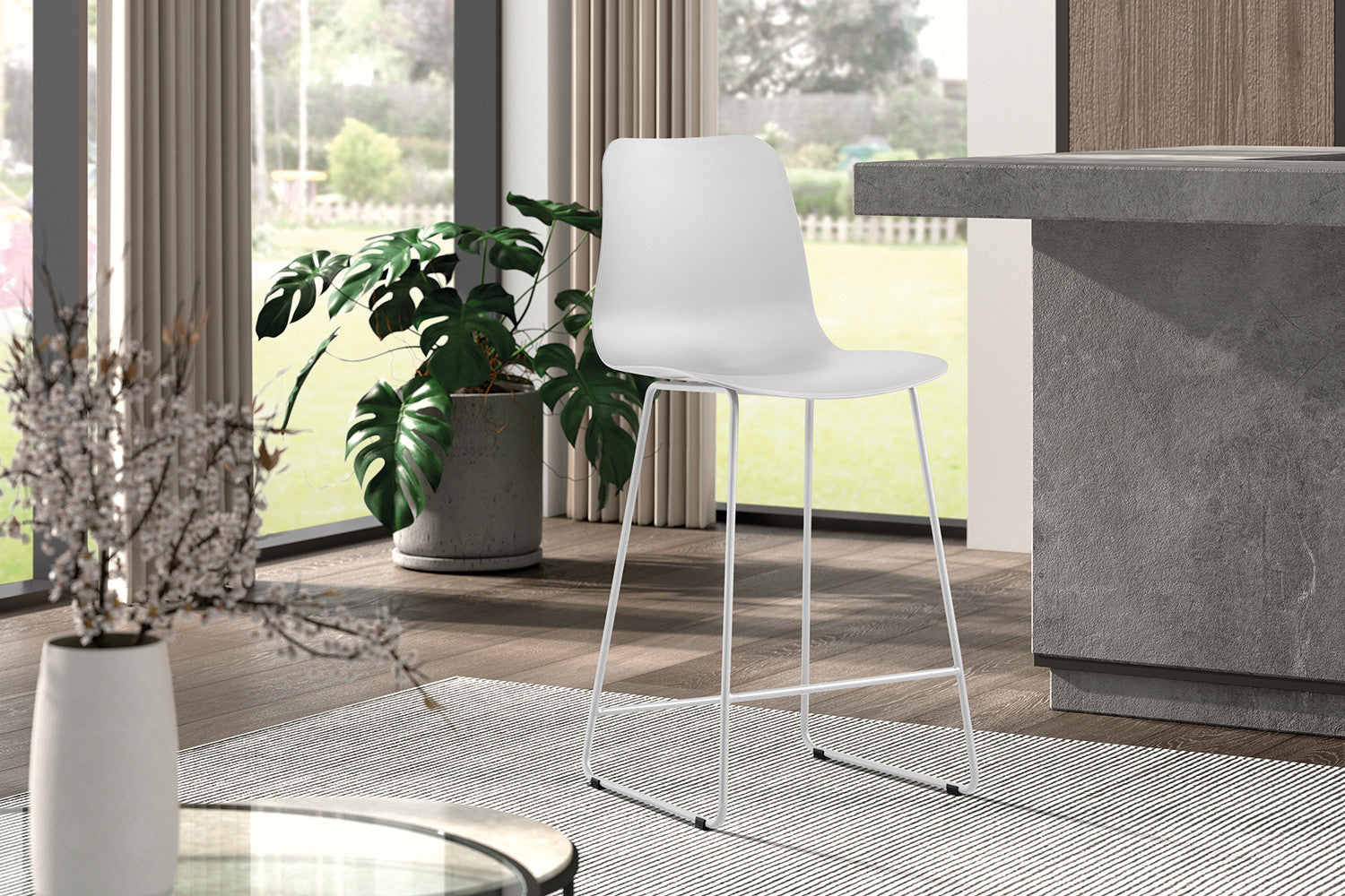 Rousseau - Chaise de bar Marie PP Blanc - 100.5x51x44cm