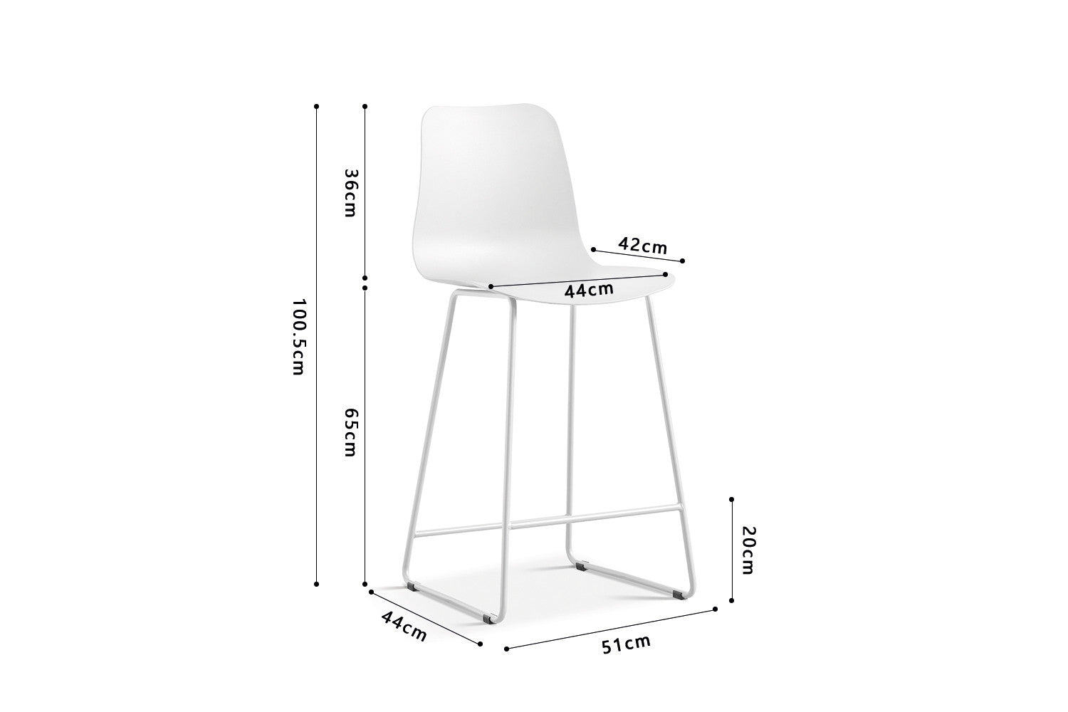 Rousseau - Chaise de bar Marie PP Blanc - 100.5x51x44cm