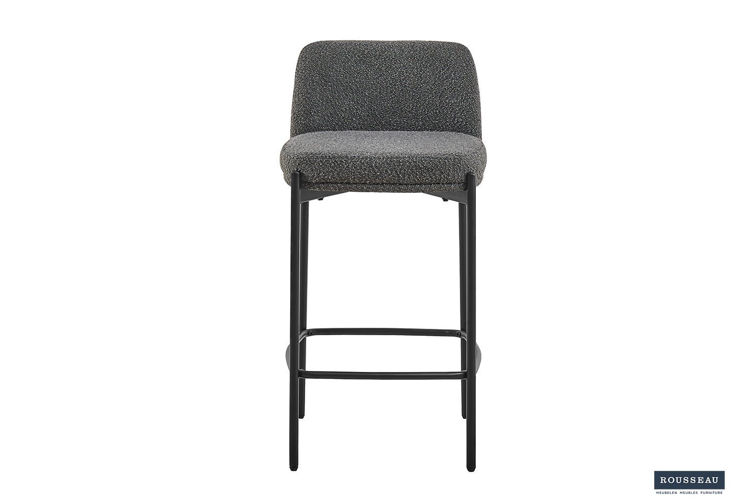 Rousseau - Chaise de bar Ella Tissu Gris - 85x37,5x46 cm