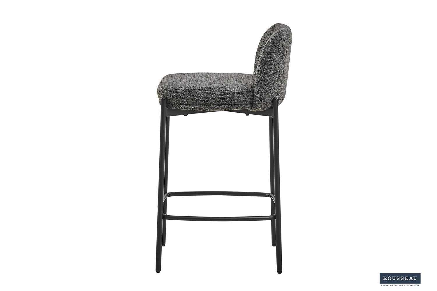 Rousseau - Chaise de bar Ella Tissu Gris - 85x37,5x46 cm