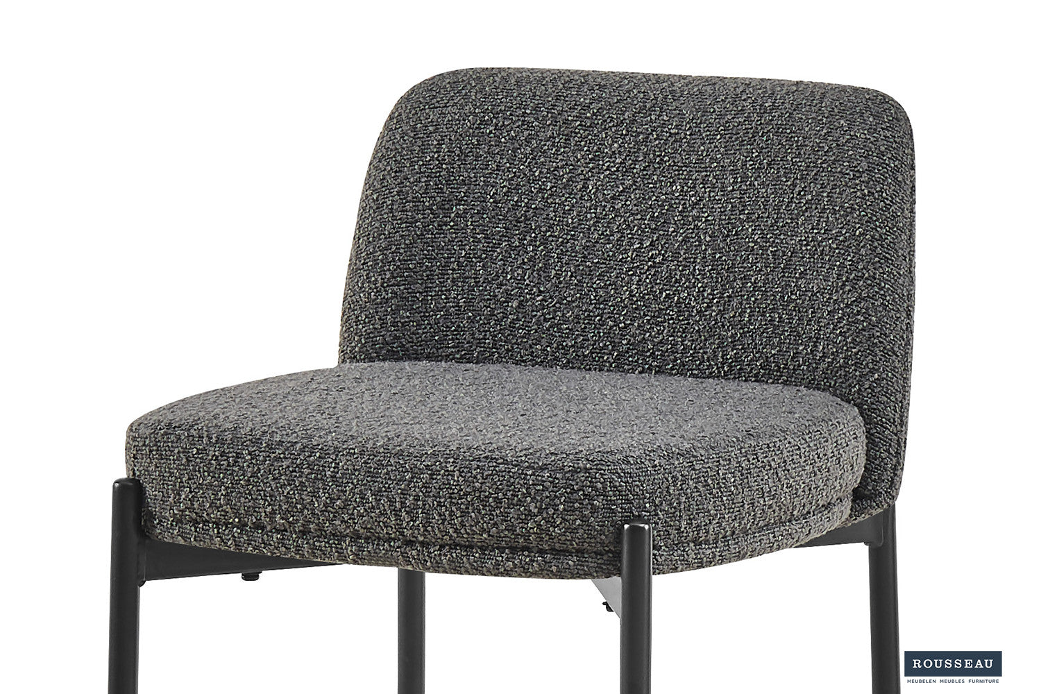 Rousseau - Chaise de bar Ella Tissu Gris - 85x37,5x46 cm