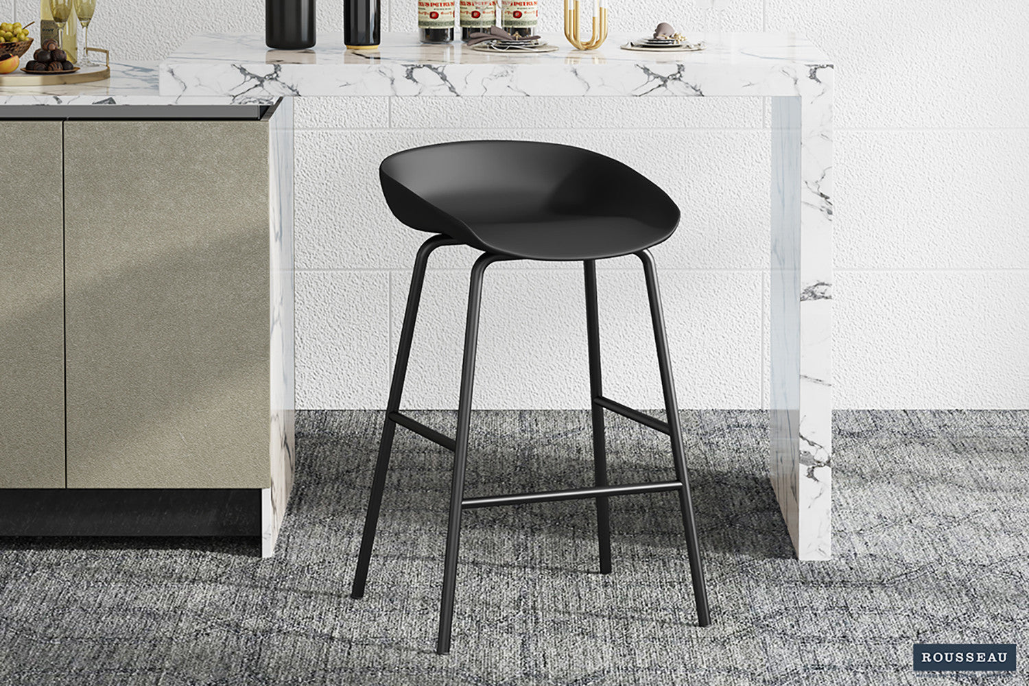 Rousseau - Counterstoel Anna PP Zwart - 75x42.5x46 cm