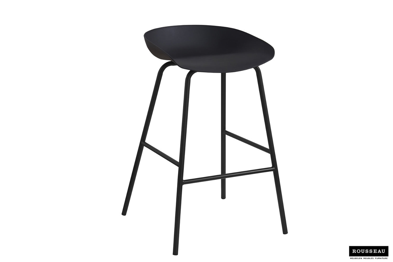 Rousseau - Chaise de bar Anna PP Noir - 75x42,5x46 cm