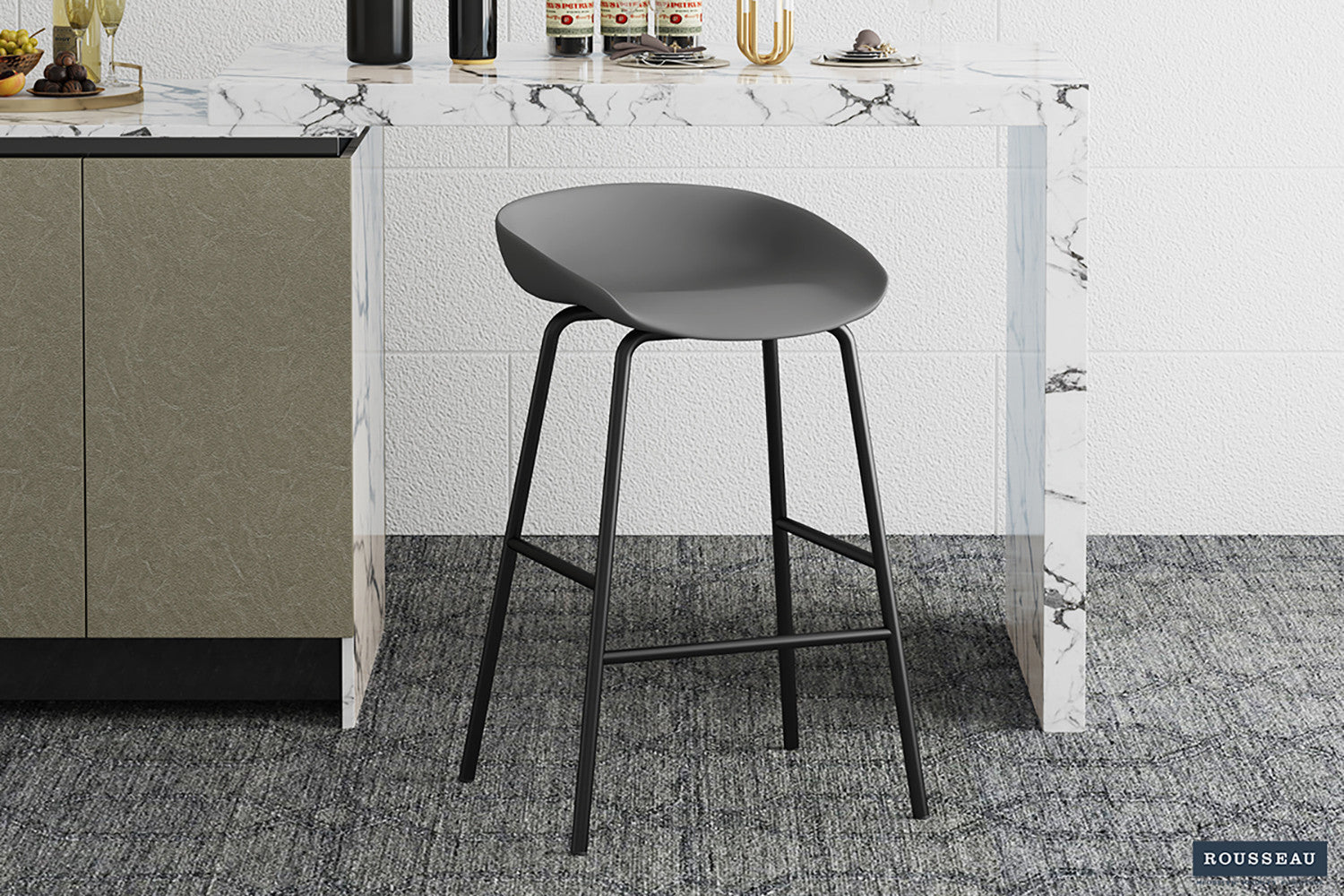 Rousseau - PROMO - Counterstoel Anna PP Grijs - 75x42.5x46 cm