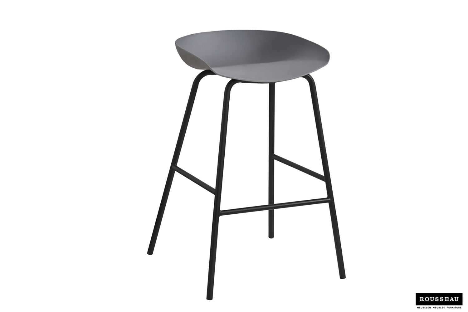 Rousseau - Chaise de bar Anna PP Gris - 75x42,5x46 cm