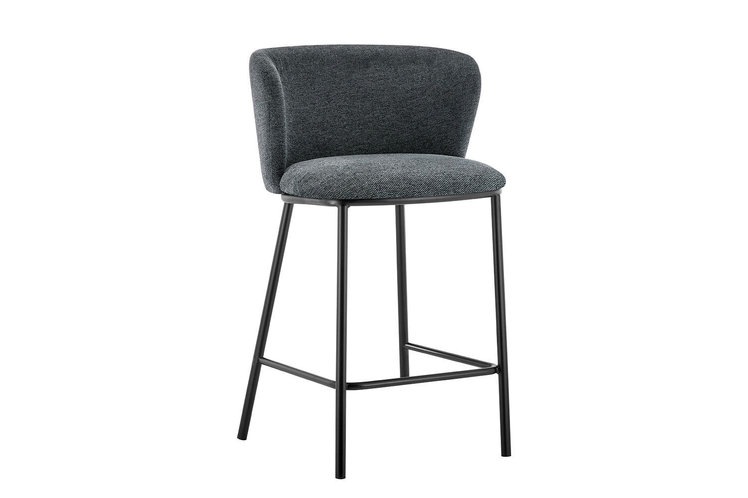 Rousseau - Chaise de bar Arthur Tissu Gris foncé - 88,5x53x50,5 cm