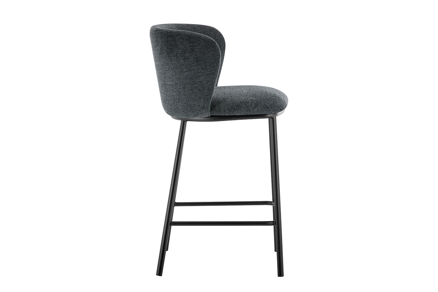 Rousseau - Chaise de bar Arthur Tissu Gris foncé - 88,5x53x50,5 cm