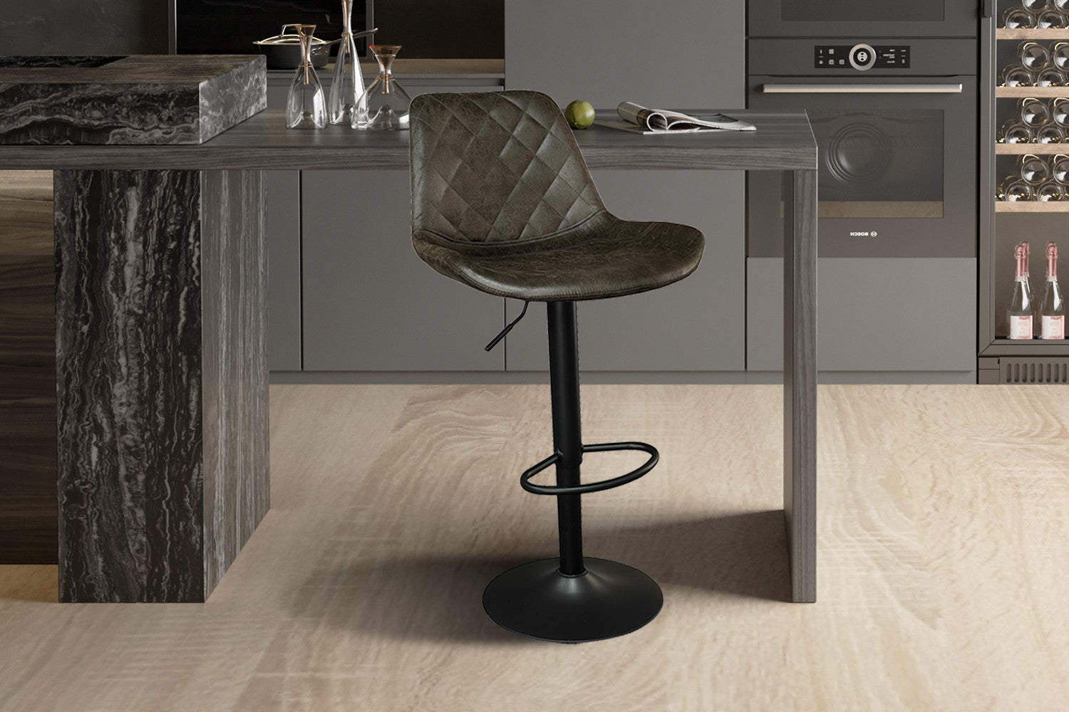 Rousseau - Chaise de bar Madrid PU Marron foncé - DEC7999 - 89x49x54 cm