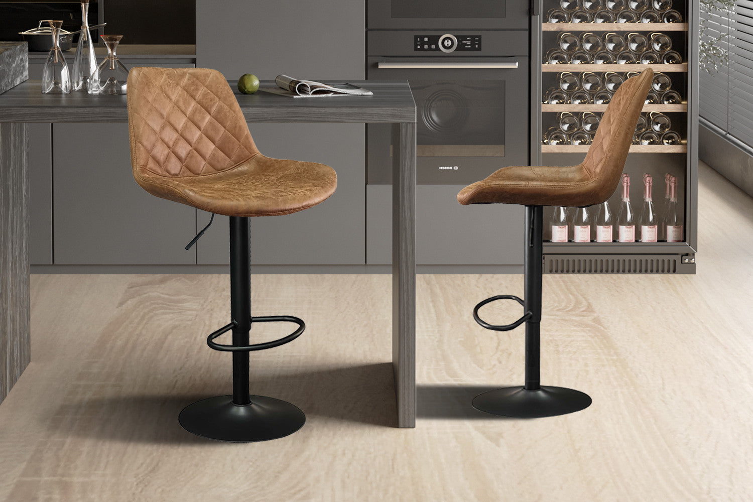 Rousseau - Barstoel Madrid PU Cognac - DEC7999 - 89x49x54 cm