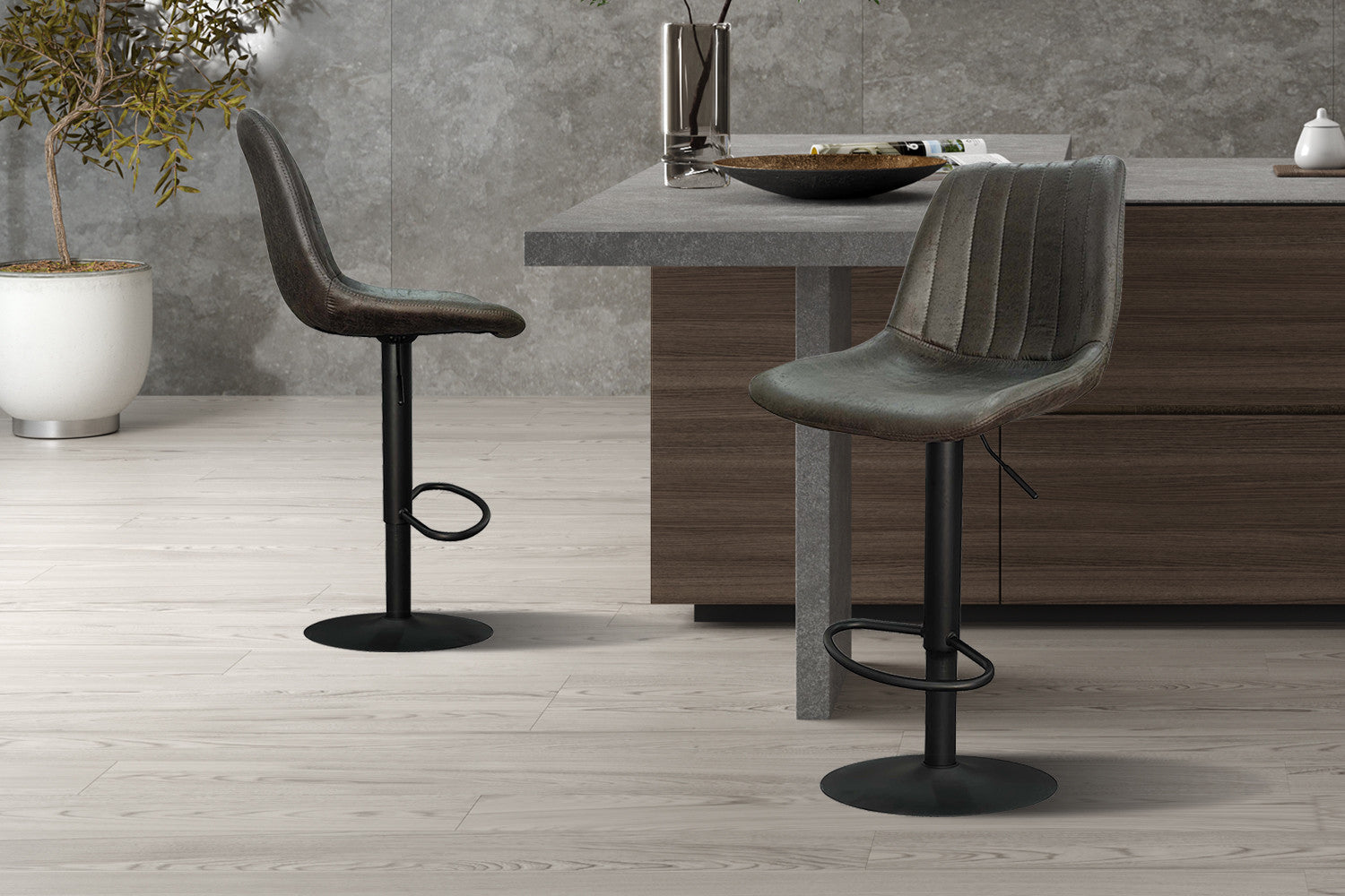 Rousseau - Barstoel Barcelona PU Donkerbruin DEC7998 - 89x43x50 cm